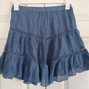 Baevely Blue Ruffled Mini Skirt